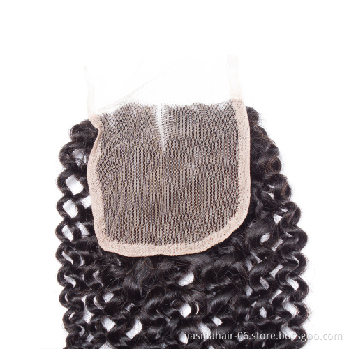 4x4 Natural Pre Plucked Brazilian Curly Wavy Human Hair Lace Closure Free Part Human Hair Lace Top Closure